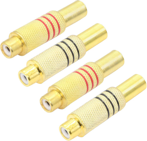 PNGKNYOCN RCA Audio Connector, Screws Audio Video AV Stereo Female Jack with Gold Plated Solder Adapter, 4-Pack