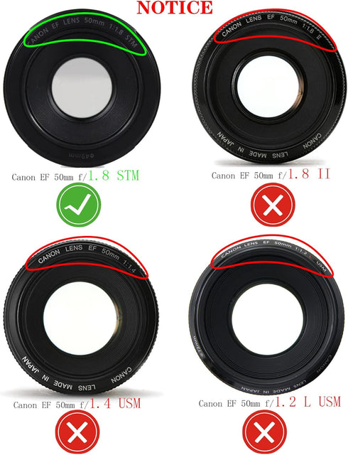 50mm Lens Hood for Canon EF 50mm f/1.8 STM (Not for EF 50mm f/1.4),ES-68 es68 Lens Hood,HUIPUXIANG Compatible with 49mm Filters and 49mm Lens Cap