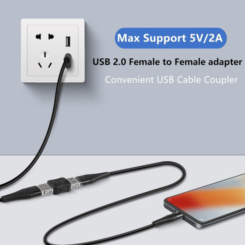 GELRHONR USB to USB Adapter, USB 2.0 Type A Male to Female Extender Connector, 3PCS for Printer, Keyboard, Mouse