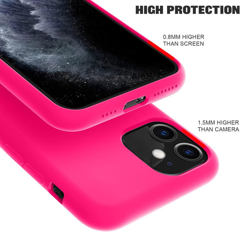 ZUSLAB Case for Apple iPhone 11 Pro Max, Silicone Gel Rubber Bumper Cover, Slim Thin Hard Shell Shockproof - Neon Pink