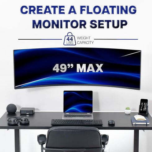 VIVO 49 inch 44 lbs, 100x100, Mount-VWLP1 Low Profile Heavy Duty Ultrawide Monitor Wall Mount for up to Screens, Holds