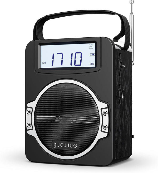 Portable AM FM Digital Radio with Bluetooth, Rechargeable, Loud Speaker, Best Reception for Home Outdoor, Black
