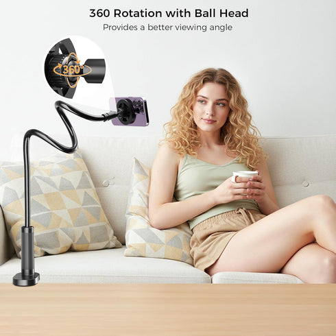 Voinap 360 17 16 15 14 13 12. Magnetic Gooseneck Phone Holder for Bed, Flexible Long Arm Overhead Phone Mount