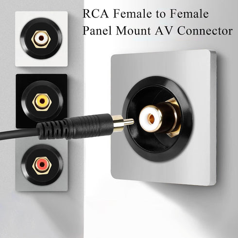 QIANRENON Gold Plated RCA Embedded Threaded Fixed Adapter, RCA Female to Female Panel Mount AV Connector