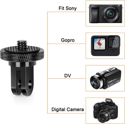 Tripod Mount Adapter for GoPro, 1/4”-20 Tripod Mount for Insta 360/Gopro Hero/Sony Action Cameras