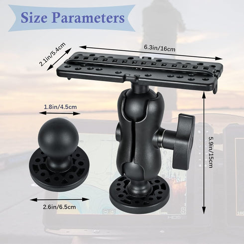 Fish Finder Mount Base, Universal 360° Rotation Ball-Mount Bracket for Marine Boat Kayak, Nylon & Stainless Steel