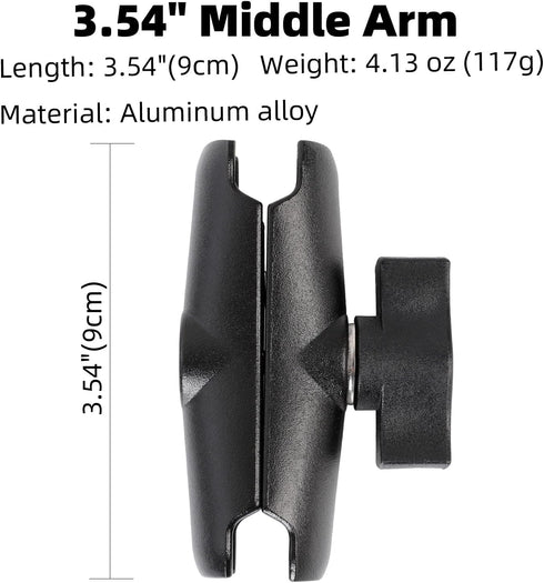 FPN 1" 1" (3.54" Aluminum Alloy Double Socket Arm Compatible with RAM Mounts B Size Ball Components, Fits Industry All