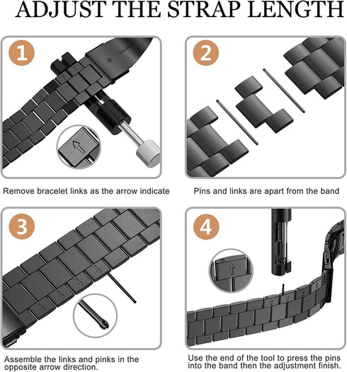FitTurn Bands Compatible with Fitbit inspire 3 Metal Stainless Steel Watch Band Replacement Classic Durable Solid Link Accessory Buckle Metal Strap Wrist Band for inspire 3 Fitness Wellness Tracker