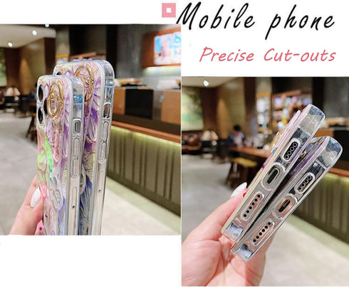 Siduater Hand Strap Holder Case for iPhone 13 Pro Max 6.7" with Kickstand, Adjustable Grip Loop, Floral Pink