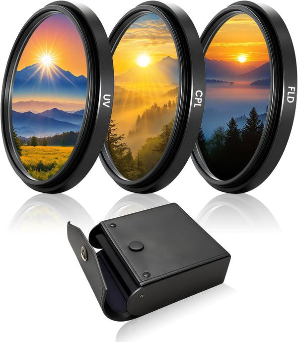 Wokyo 67mm UV/CPL/FLD Lens Filter Kit with Portable Travel Storage Case, 3 Pcs
