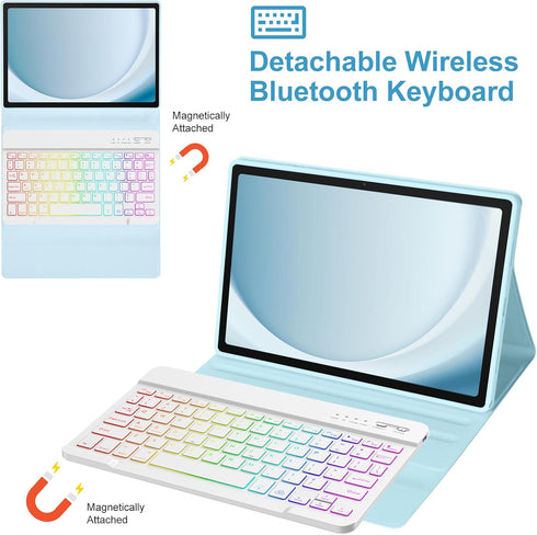 TaIYanG Backlit Keyboard Case for Samsung Galaxy Tab A9 Plus 11 Inch 2023 Model, Slim Lightweight Cover with Bluetooth