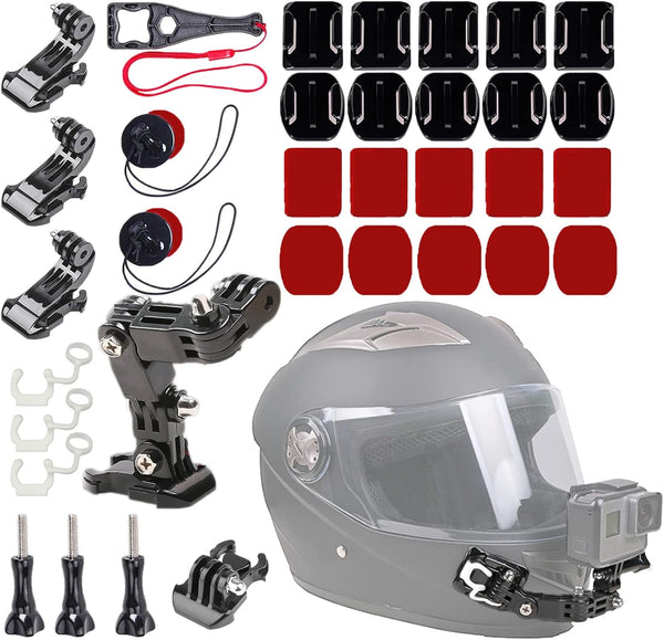 34in1 Motorcycle Helmet Chin Mount Kits for GoPro Hero 10 9 8 7 & Other Action Cameras with Sticky Mounts