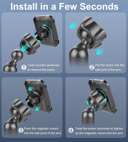 OQTIQ Magnetic Phone Mount, Universal Cup Holder Compatible with iPhone Samsung Galaxy LG, Extra Strong with 6 Magnets