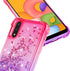 Galaxy A01 Case - Pink/Purple Glitter Bling Floating Liquid Sparkle Quicksand TPU Cover with Tempered Glass Protector