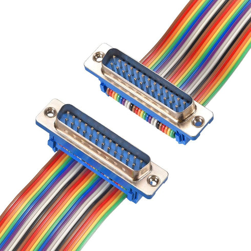 uxcell IDC Rainbow Wire Flat Ribbon Cable - DB25 Male to DB25 Male Connector, 11.8inch Length
