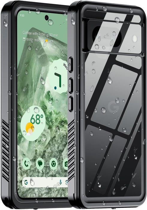 Design for Google Pixel 8 Case, Waterproof Dustproof Full Protection with Screen Protection Cover, Black