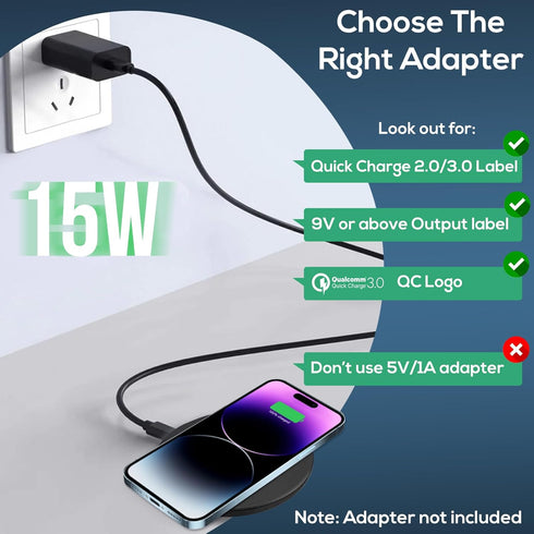 15 Watts Apple Wireless Charging Pad – Ultra-Slim, Fast Charging Qi Wireless Charger Pad for iPhone 15/15 Pro Max/15