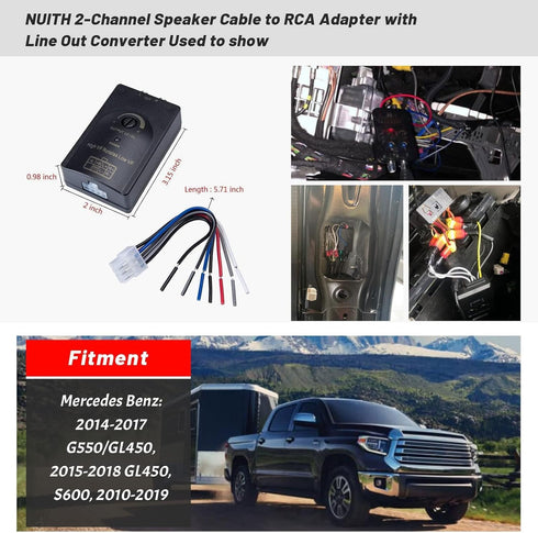Car Audio Speaker Wire to RCA Line Output Converter, 2-Channel High to Low RCA Converter for Amplifier Subwoofer