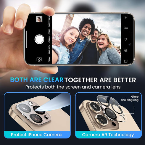 Fotbor 3-Pack iPhone 16 Pro Max Screen Protector with 3-Pack Camera Lens Protector, 9H+ Tempered Glass