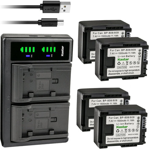Kastar 4-Pack Battery and LTD2 USB Charger for Canon VIXIA HG20, HG21, HF G10, G20 Cameras