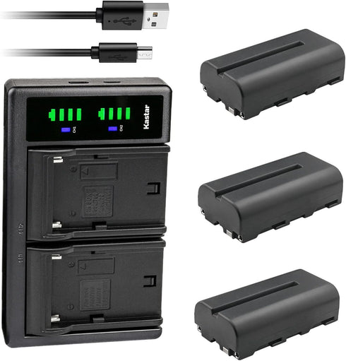 Kastar 3-Pack NP-F550 / NP-F570 Battery and USB Charger for FEELWORLD FW279 7" DSLR Monitor