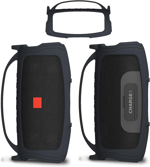 Silicone Cover Case for JBL Charge 4/Charge 5 Portable Bluetooth Speaker, Soft Skin Sleeve, Black