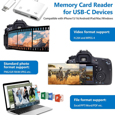 ADRUDY 15 16 3 1 USB C SD Card Reader, SD Card Reader for iPhone iPad/Mac/Android Devices, in Memory Card Reader