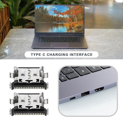 4PCS USB Type C Charging Port Connector Socket Compatible with Huawei Matebook D15 Boh-WAQ9R Replacement Parts