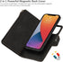 iCoverCase Wallet Phone Case for iPhone 13 Pro, PU Leather Zipper Pocket with Card Holder and Wrist Strap (Black)