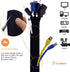 Premium 63'' Cable Management Sleeve, Adjustable Reversible Black and White Neoprene Cord Hider for TV, Desk, Home