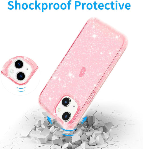 JJGoo Glitter Clear Transparent Soft TPU Case for iPhone 15, Anti-Scratch Shockproof Protective Phone Bumper, Slim