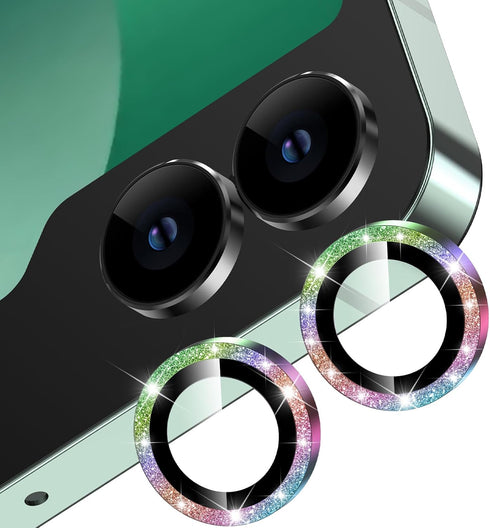 YWXTW Bling Glitter Camera Lens Protector for Samsung Galaxy Z Flip 6, Anti Scratch Metal Ring Tempered Glass