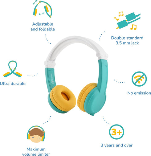 Lunii - Octave Headphones for Kids Aged 3 to 8, Foldable, Customizable, Limited Stereo Volume, Compatible with