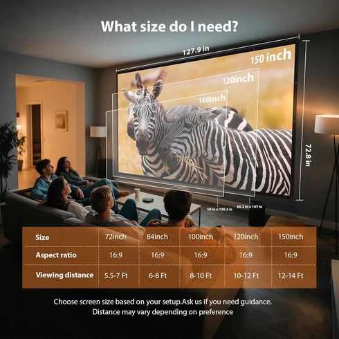 VOOPVOR 100 Inch 16:9 Projector Screen Outdoor: Upgraded Black Backing Black Opaque - Portable Projection Screen Indoor