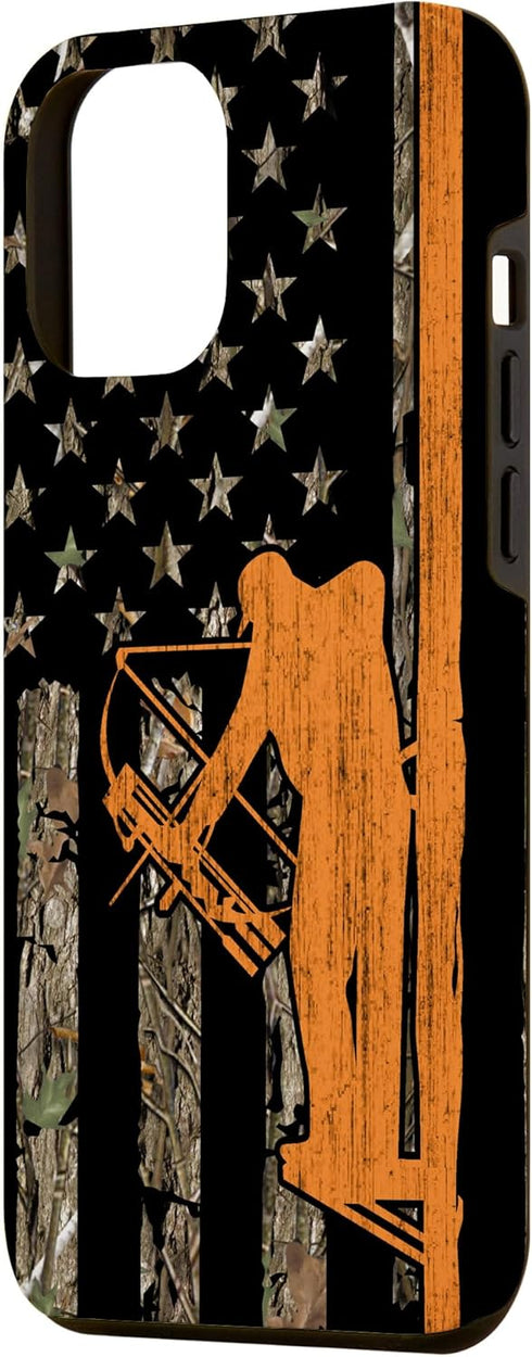 iPhone 12 Pro Max Bow Hunting Tree Stand Deer Hunter American Flag Camouflage Case
