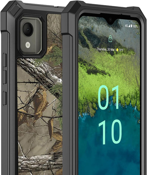 Ailiber Heavy Duty Rugged Case for Nokia C110 with Screen Protector, Dual Layer Shockproof TPU Bumper - Camo Design.