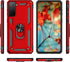 Military Grade Shockproof Case for Samsung Galaxy S21 FE, Red - Full Body Protective Phone Case with 360 Metal Rotating Ring Kickstand Holder Armor Heavy Duty Cover & Magnetic Car Mount