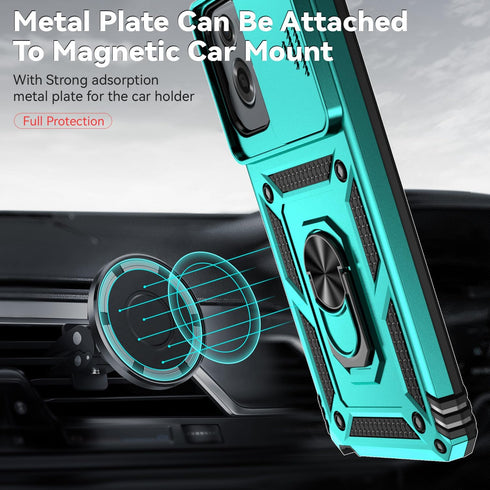 for Motorola Moto G Stylus 5G 2024 Case with Camera Lens Cover HD Screen Protector, Dual Layer Military-Grade Drop Tested Magnetic Ring Holder Kickstand Protective Phone Case (Mint)