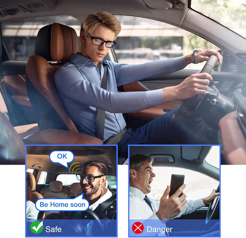 Smart Glasses with Bluetooth Speakers, One-Click Control, Clear Calls, Anti-Blue Light Lenses for Men Women - Black