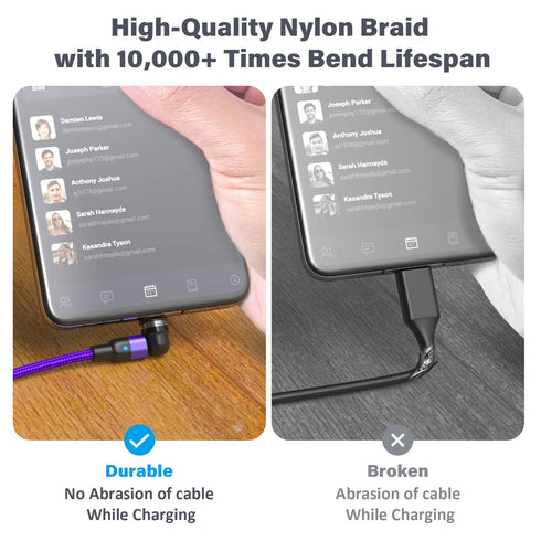Magnetic Charging Cable 4 Pack (3.3ft/6.6ft/6.6ft/10ft), 540 Degree Rotating Magnetic Phone Charger Cable, 3 in 1 Nylon
