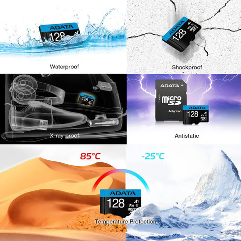 ADATA 128GB 10 V10 A1 100 (AUSDX128GUICL10A1-RA1) Premier MicroSDHC/SDXC UHS-I Class Memory Card with Adapter Read up