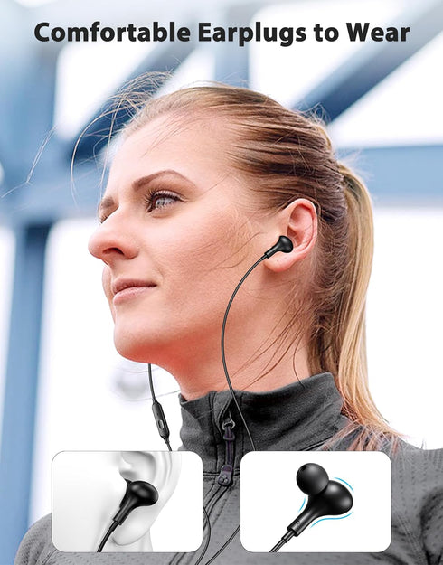 USB C Wired Headphones with Microphone, HiFi Stereo Deep Bass, Noise Cancelling for Live Singing, Black