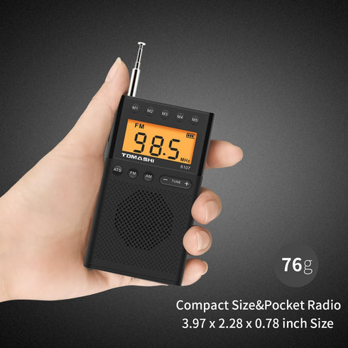 AM FM Portable Radio with Loud Speaker, Headphone Jack, 2AAA Battery Operated Radio for Long Range Reception