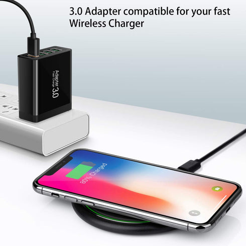 Fast Charging 3.0 Wall Charger, 4-Ports USB Charger Block, iSeekerKit Multi USB Power Adapter, Dual Charging Box Plug