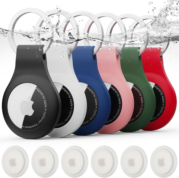 DLENP Airtag Holder, Waterproof Silicone Case with Keychain for Airtags, Full Body Protective Holder (6 Pack)