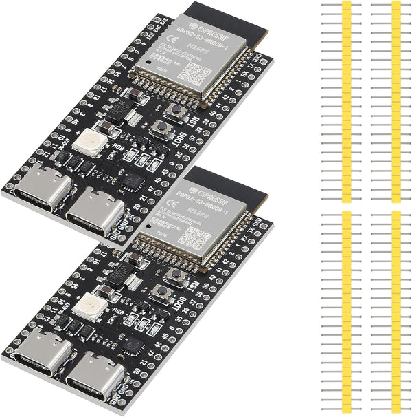 2PCS ESP32-S3 Development Board, Type-C WiFi+Bluetooth Dual Core Board ESP32-S3-DevKit N16R8, ESP32-S3-WROOM Module