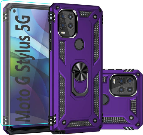 Moto G Stylus 5G Case (2021) with Screen Protector, Military Grade 16ft Drop Tested Cover with Magnetic Kickstand