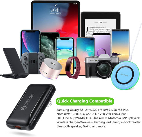 Ultra Slim Flat Portable USB Wall Charger Plug - 2 Pack Black