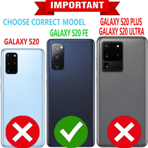 STARSHOP Compatible with Samsung Galaxy S20 FE 5G Phone Case, Military Grade Shockproof Cover with Tempered Glass
