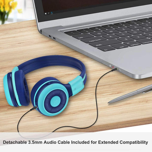SIMOLIO Kids Bluetooth Headphones with Microphone, 75dB, 85dB, 94dB Volume Limit, Foldable Lightweight for Children